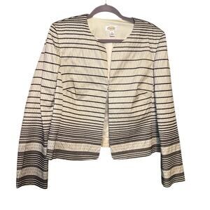 Talbots Embroidered Blazer Brown & Cream Size 16 Striped